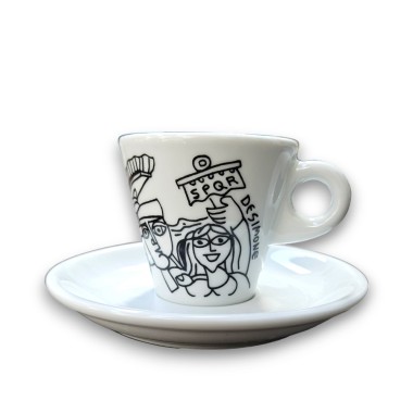 Tazzina caffè Piattino Bianco e Nero Roma ceramiche de simone Tazzina caffè Piattino Bianco e Nero Roma ceramiche de simone